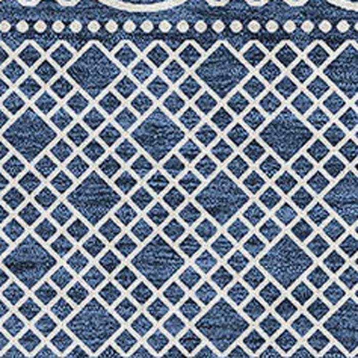 10' X 14' Striped Washable Area Rug With UV Protection (674808) - Navy Blue / Ivory