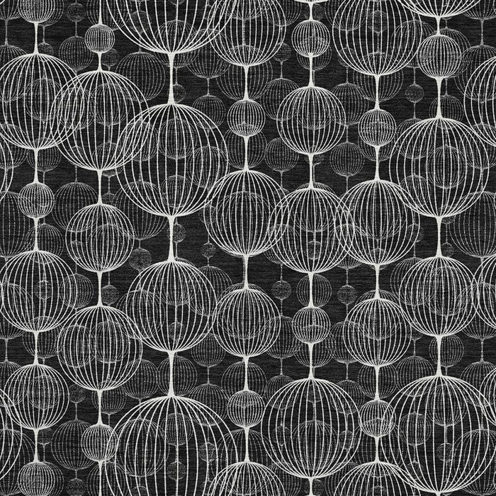 8' X 10' Geometric Washable Area Rug With UV Protection - Black And Ivory