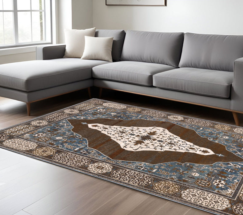 8' X 11' Medallion Area Rug - Gray / Blue