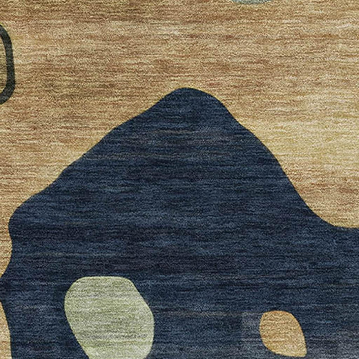 10' X 14' Abstract Washable Area Rug With UV Protection (716857) - Navy Blue / Beige