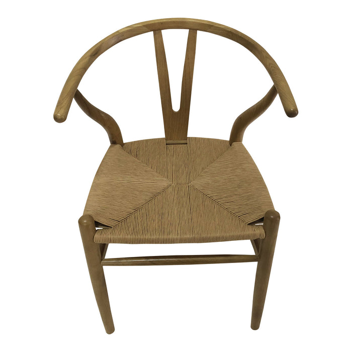 Solid Wood Wishbone Back Dining Arm Chairs (Set of 2) - Natural