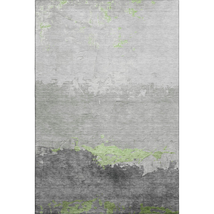 10' X 14' Abstract Washable Area Rug With UV Protection (706897) - Artichoke Green / Gray
