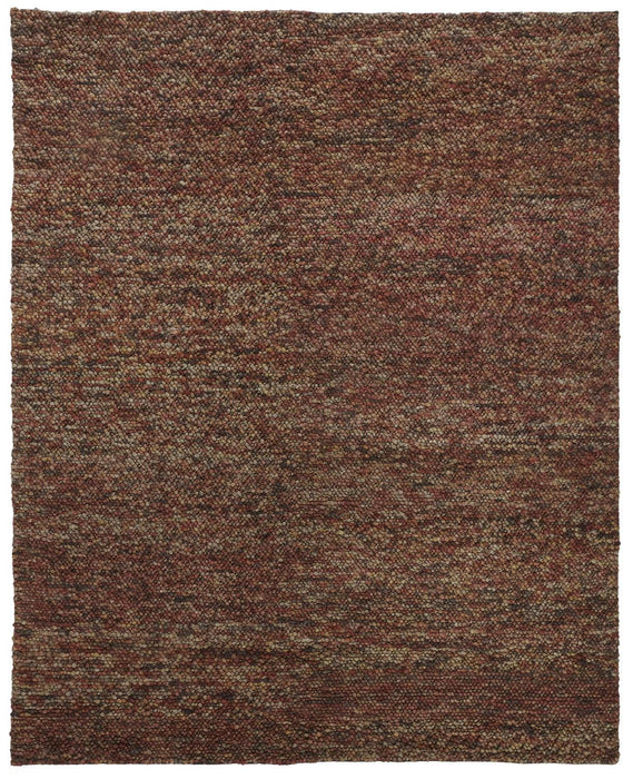 5' x 8' Wool Hand Woven Distressed Area Rug - Orange Red