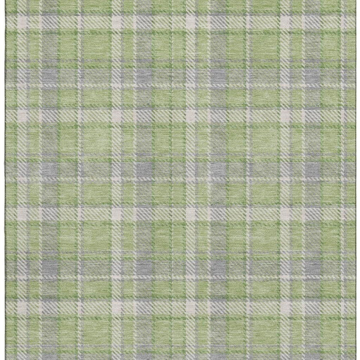 10' X 14' Plaid Washable Area Rug With UV Protection (649444) - Green / Gray