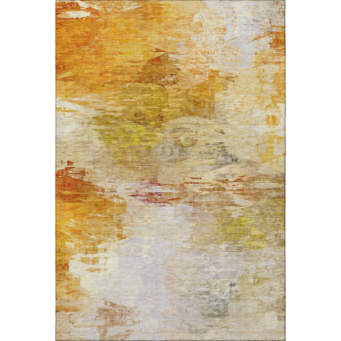 9' X 12' Abstract Washable Area Rug With UV Protection (650739) - Chili Red / Ivory