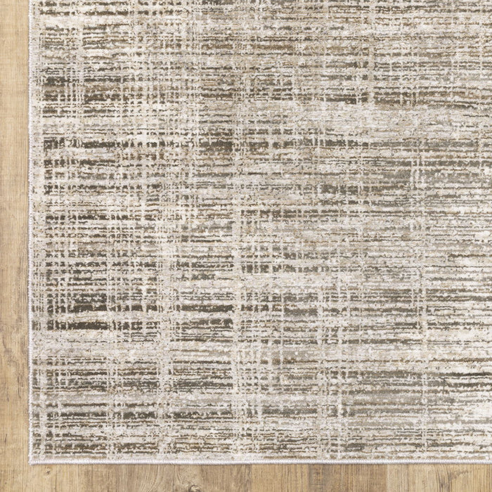 6' x 9' Abstract Power Loom Stain Resistant Polyester Area Rug - Beige Gray Ivory Tan And Brown