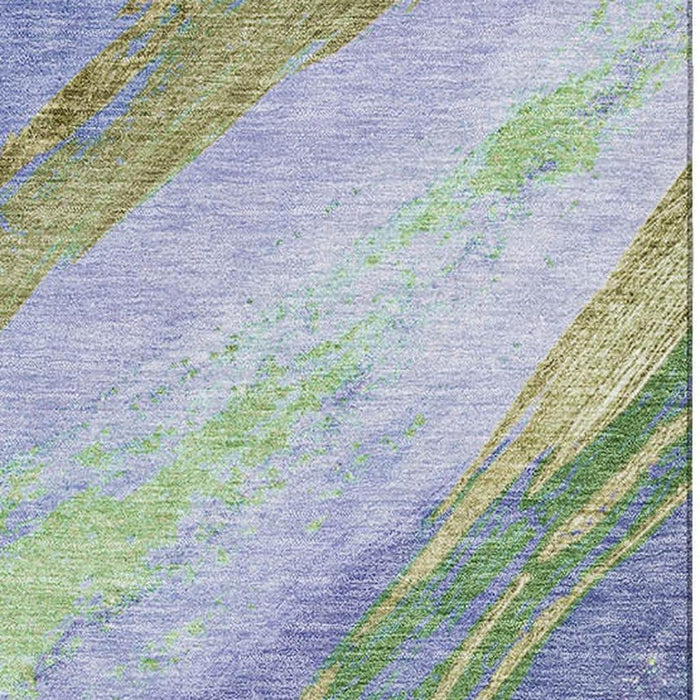 10' X 14' Abstract Washable Area Rug With UV Protection (715537) - Purple / Green