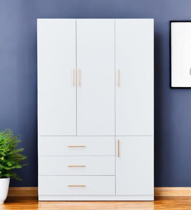 74" Four Door Three Drawer Combo Dresser - White