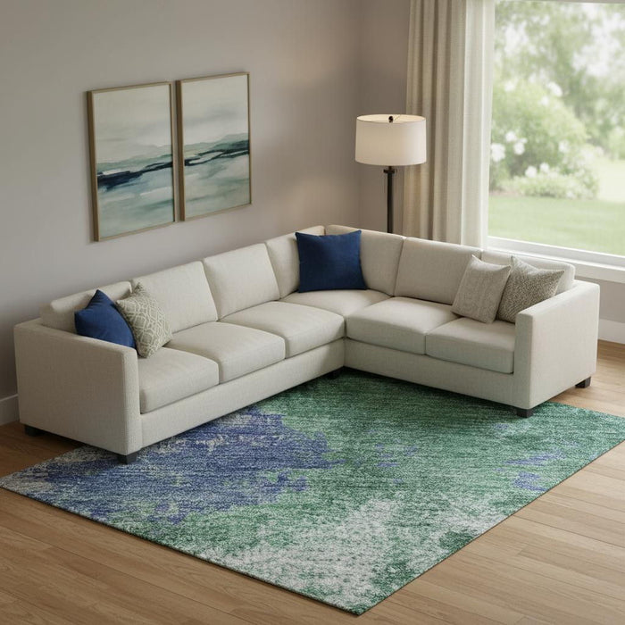 10' X 14' Abstract Washable Area Rug With UV Protection (699694) - Green / Purple / Brown