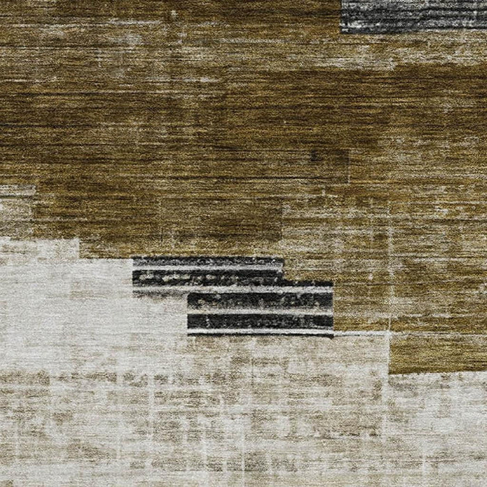 10' X 14' Geometric Washable Area Rug With UV Protection (704921) - Brown / Gray