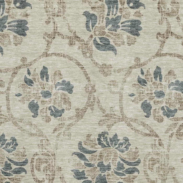 10' X 14' Floral Washable Area Rug With UV Protection - Beige And Tan