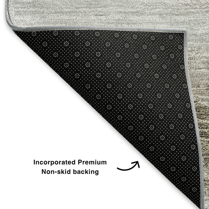 10' X 14' Abstract Washable Area Rug With UV Protection (651316) - Taupe / Gold / Ivory