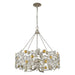 Silver metal and crystal shaded four-light dimmable chandelier with shades, perfect for elegant home lighting by HomeRoots.
