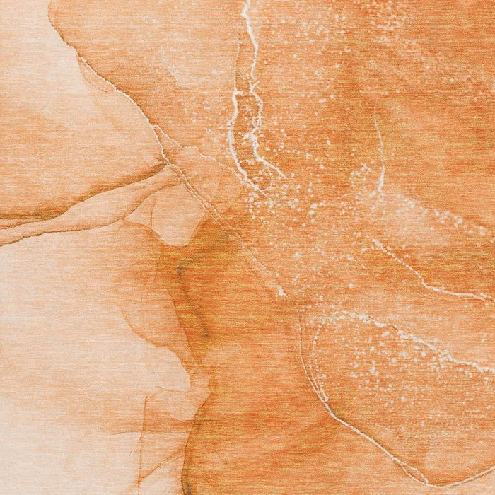5' X 8' Abstract Washable Area Rug With UV Protection (646866) - Orange / Ivory