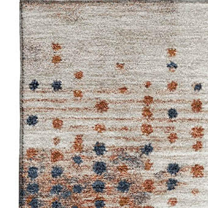 10' X 14' Geometric Washable Area Rug With UV Protection (710444) - Linen / Blue