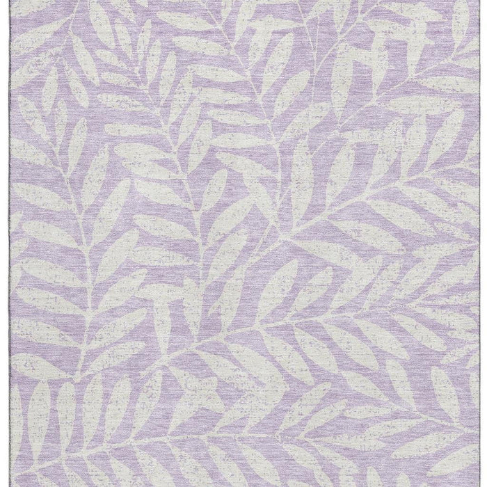 10' X 14' Floral Washable Area Rug With UV Protection (671468) - Lavender / Ivory