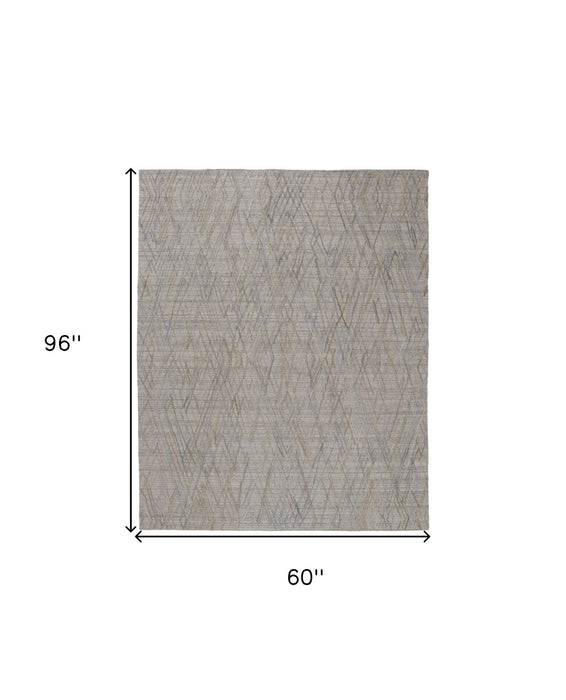 5' x 8' Abstract Hand Woven Area Rug - Gray And Blue