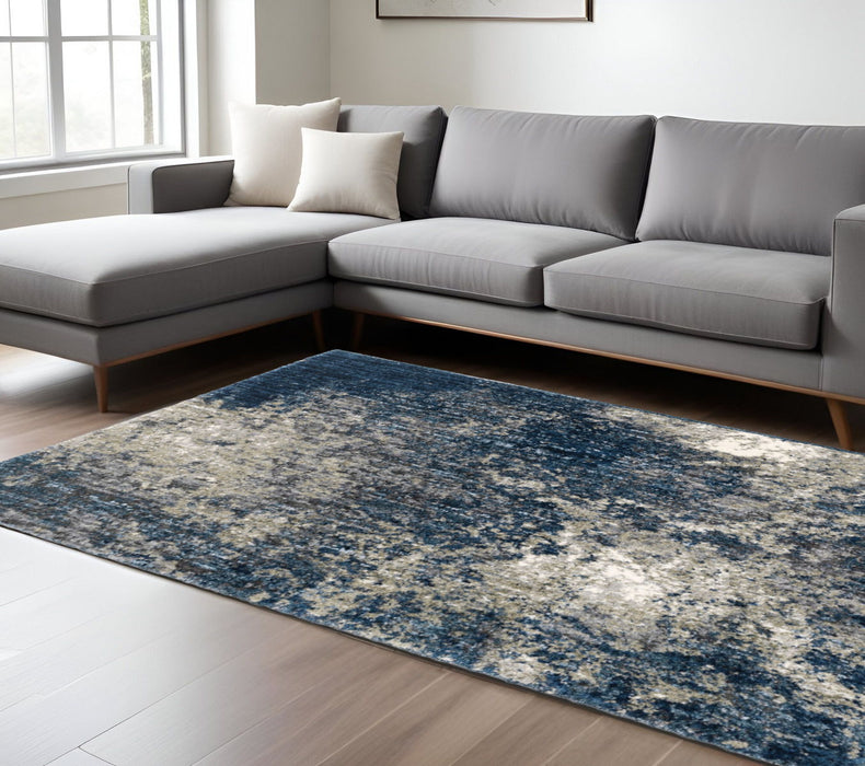 7' x 10' Abstract Shag Power Loom Area Rug - Blue And Gray