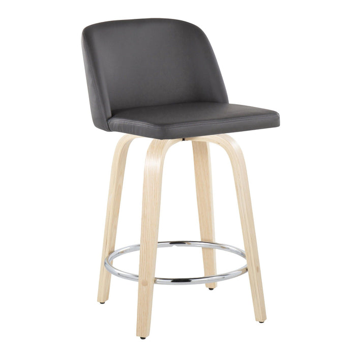 Toriano - 24" Fixed-Height Faux Leather Counter Stool (Set of 2) - Natural