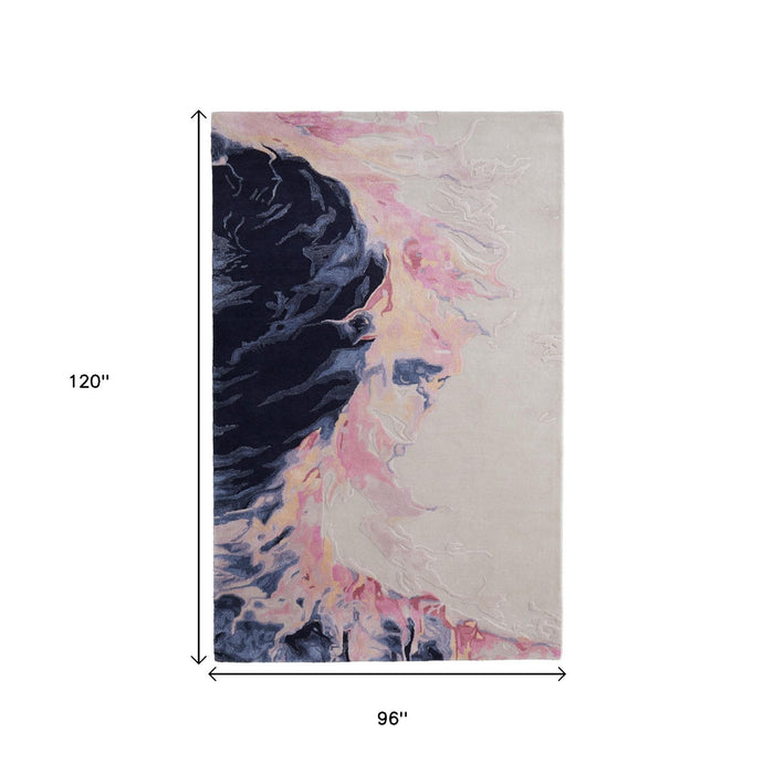 8' X 10' Abstract Hand Tufted Area Rug - Pink