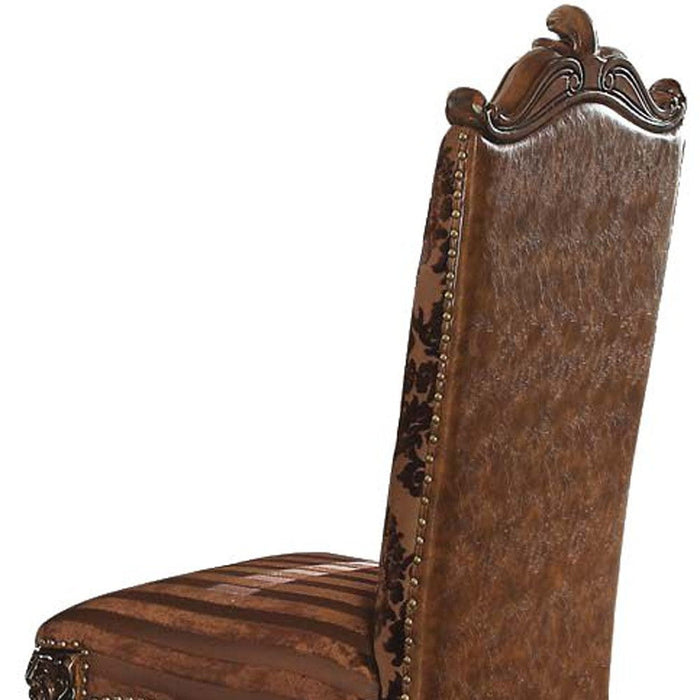 Upholstered Faux Leather Queen Anne Back Dining Side Chairs (Set of 2) - Brown