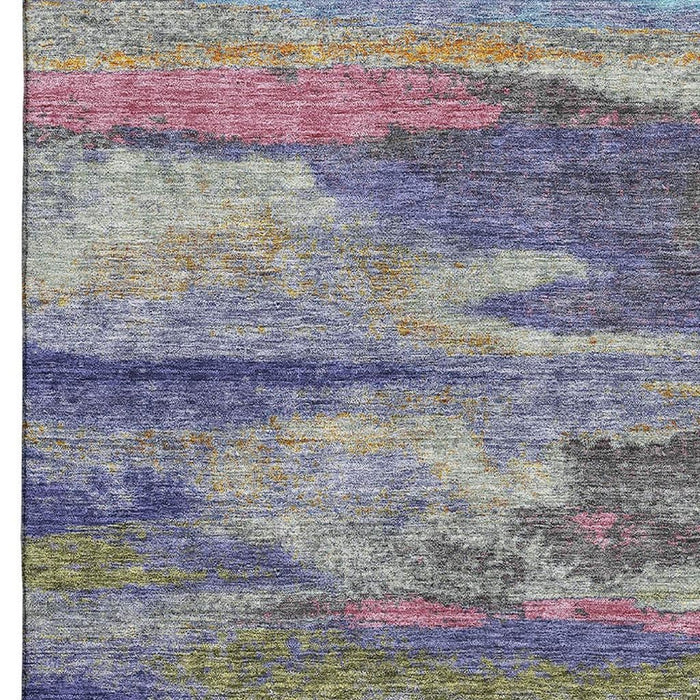 10' X 14' Abstract Washable Area Rug With UV Protection (675018) - Lavender / Pink / Orange