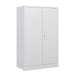 Giga metal filing cabinet with locking doors, adjustable shelves, ideal for home office, school, or garage storage.