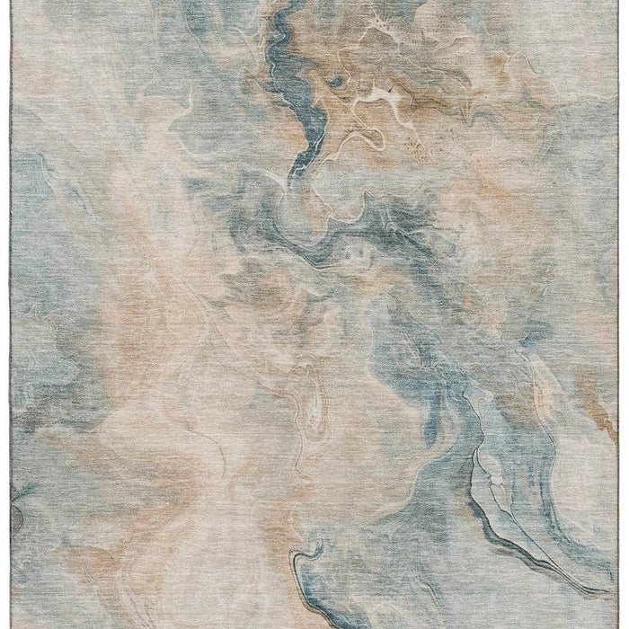 10' X 14' Abstract Washable Area Rug With UV Protection (697031) - Teal / Peach / Ivory
