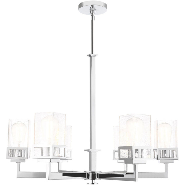 30" Six Light Dimmable Chandelier With Shades - Silver