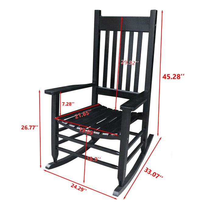 Giga Classic Wooden Porch Rocker Chair in Populus wood with a comfortable, traditional design perfect for outdoor relaxation.
