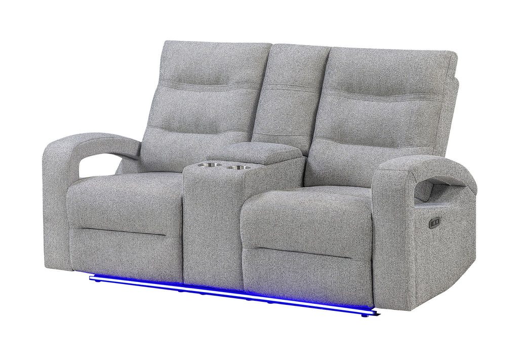U6611 - Power Console Reclining Loveseat With LED - Dark Gray