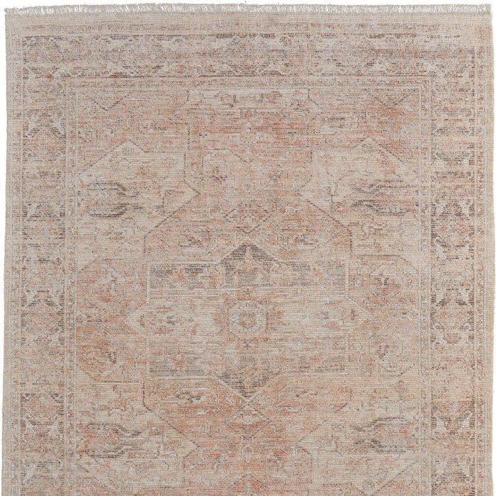 10' X 14' Oriental Hand Woven Distressed Area Rug With Fringe - Tan