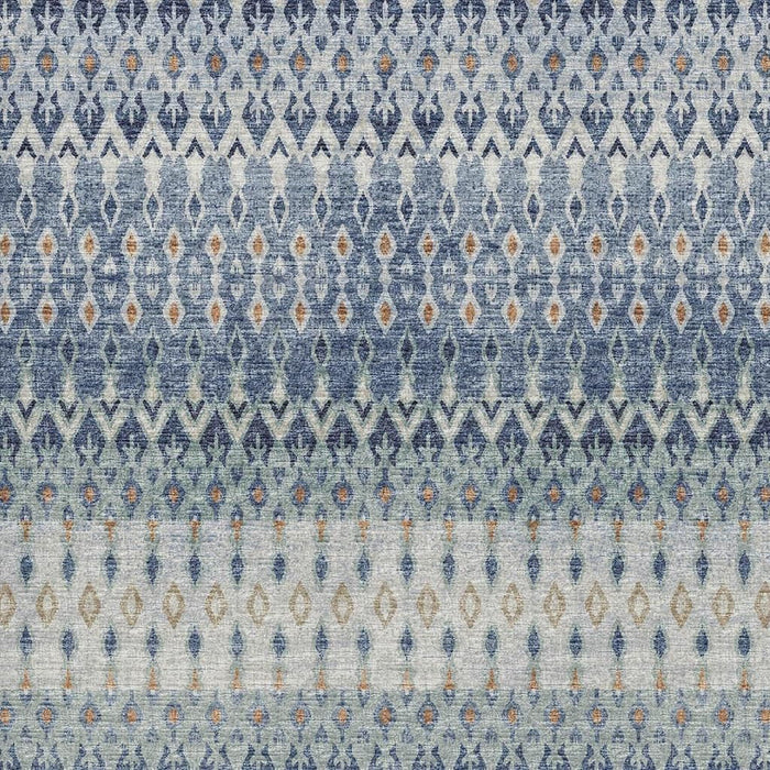 8' X 10' Tribal Distressed Washable Area Rug With UV Protection (643807) - Aqua / Gray / Orange
