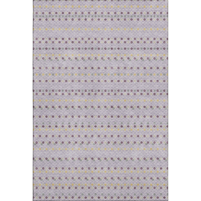 10' X 14' Striped Washable Area Rug With UV Protection (693540) - Lavender / Gold / Gray
