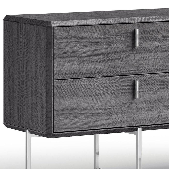 70" Wood Four Drawer Double Dresser - Gray