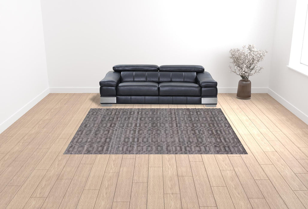 9' x 12' Hand Loomed Area Rug - Charcoal And Rust