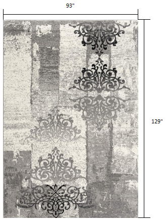 8' x 10' Damask Dhurrie Area Rug - Gray