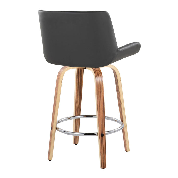 Santi - 25" Fixed-Height Counter Stool With Swivel - Zebra Wood (Set of 2)