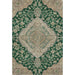HomeRoots 10x14 floral medallion washable area rug with UV protection in emerald, beige, and taupe colors, showcasing intricate pattern.