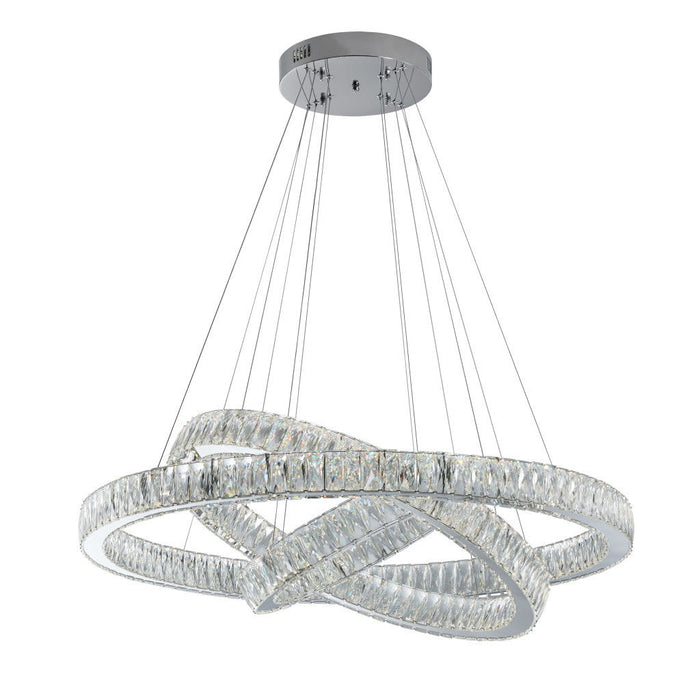 Three Light Crystal LED Dimmable Chandelier - Silver / Clear