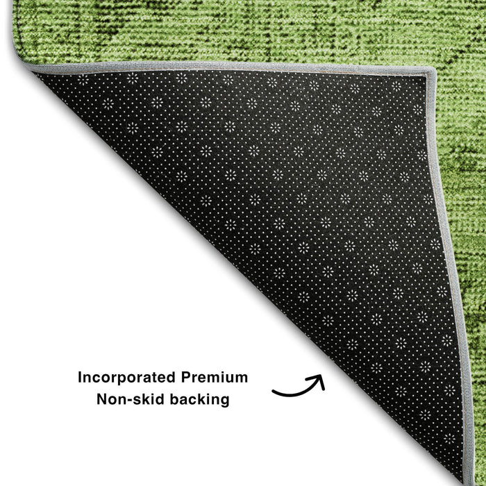 10' X 14' Oriental Washable Area Rug With UV Protection (654862) - Artichoke Green / Gray