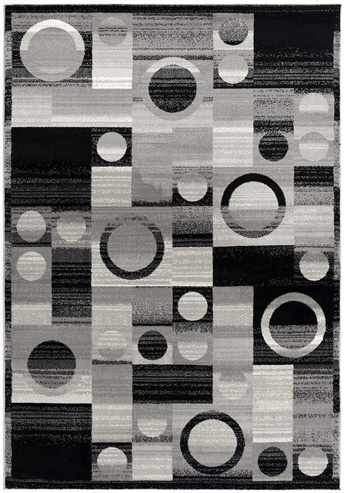 7.8' x 10.8' Modern Abstract Dhurrie Polypropylene Area Rug - Gray