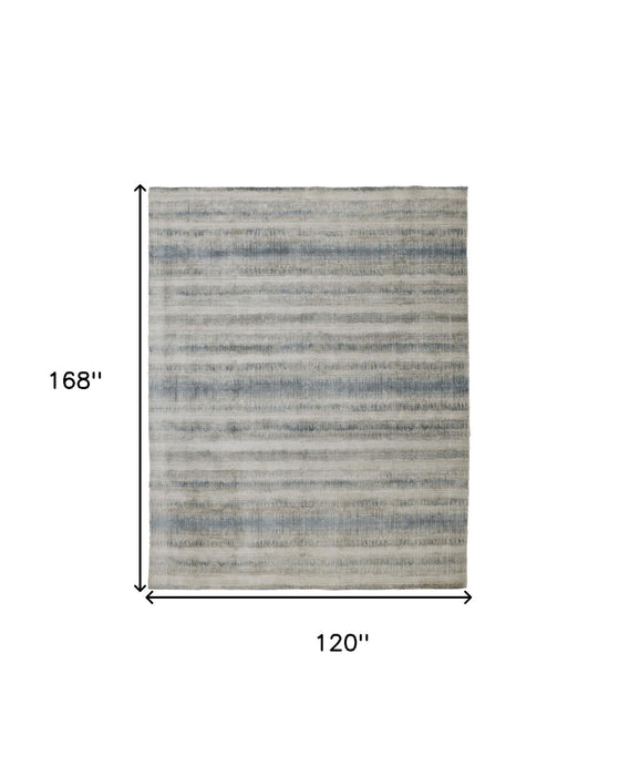 10' x 14' Abstract Hand Woven Area Rug - Gray Blue And Green