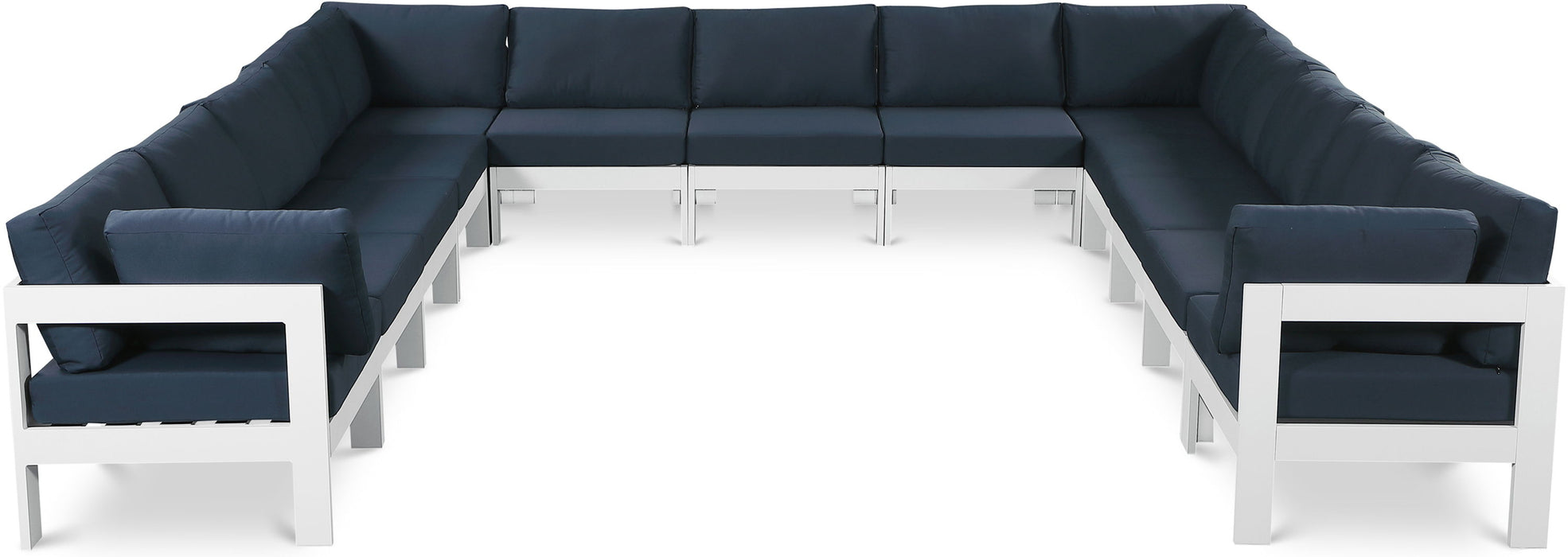 Nizuc - Outdoor Patio 13 Piece Modular Sectional With White Frame