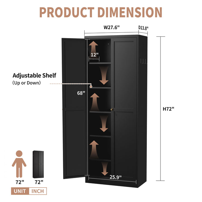 Giga accent kitchen pantry cabinet with four adjustable shelves and heavy-duty design, freestanding storage organizer.