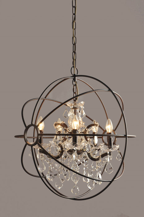 Unique Statement Five Light Metal Chandelier - Bronze