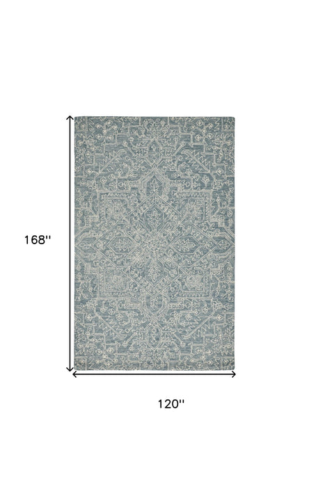 10' X 14' Wool Oriental Hand Tufted Area Rug - Green