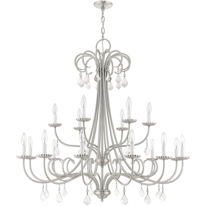 41'' Multi Light Dimmable Chandelier With Shades - Nickel
