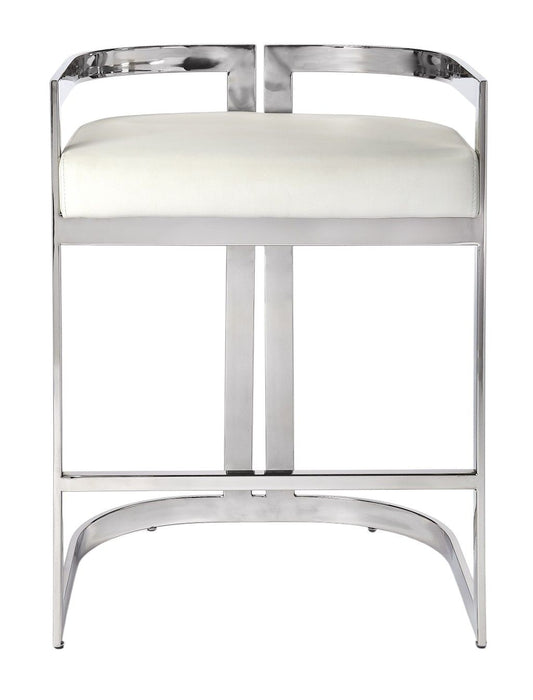 Stainless Steel Low Back Counter Height Bar Chair - White / Silver