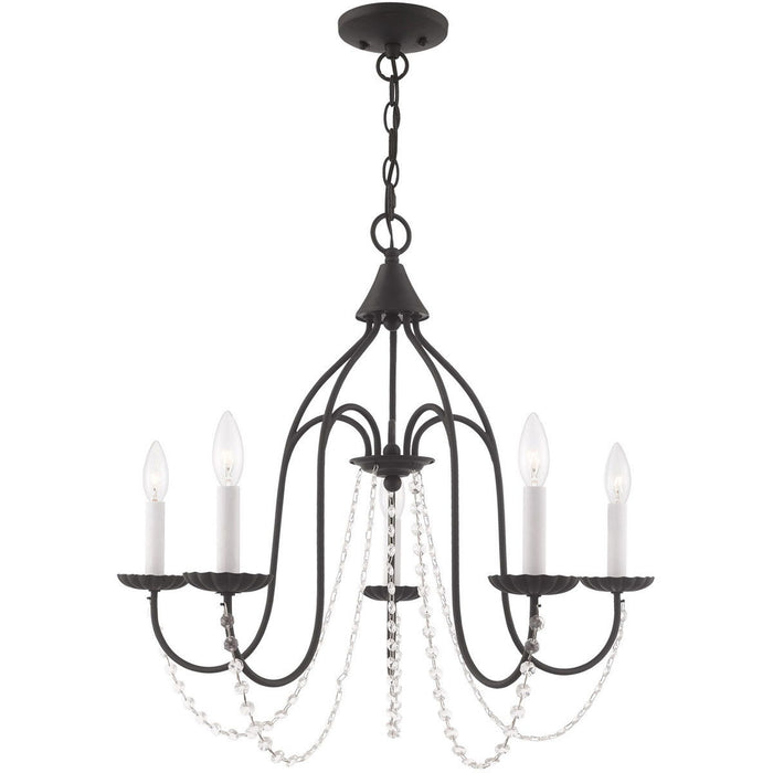 23" Five Light Dimmable Chandelier With Shades - Black